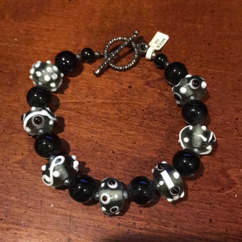 Donna Dressler Sterling Silver Glass Bead Bracelet
